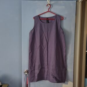 Kaliyana Mauve Purple Linen And Cotton Mini Dress Tunic 2